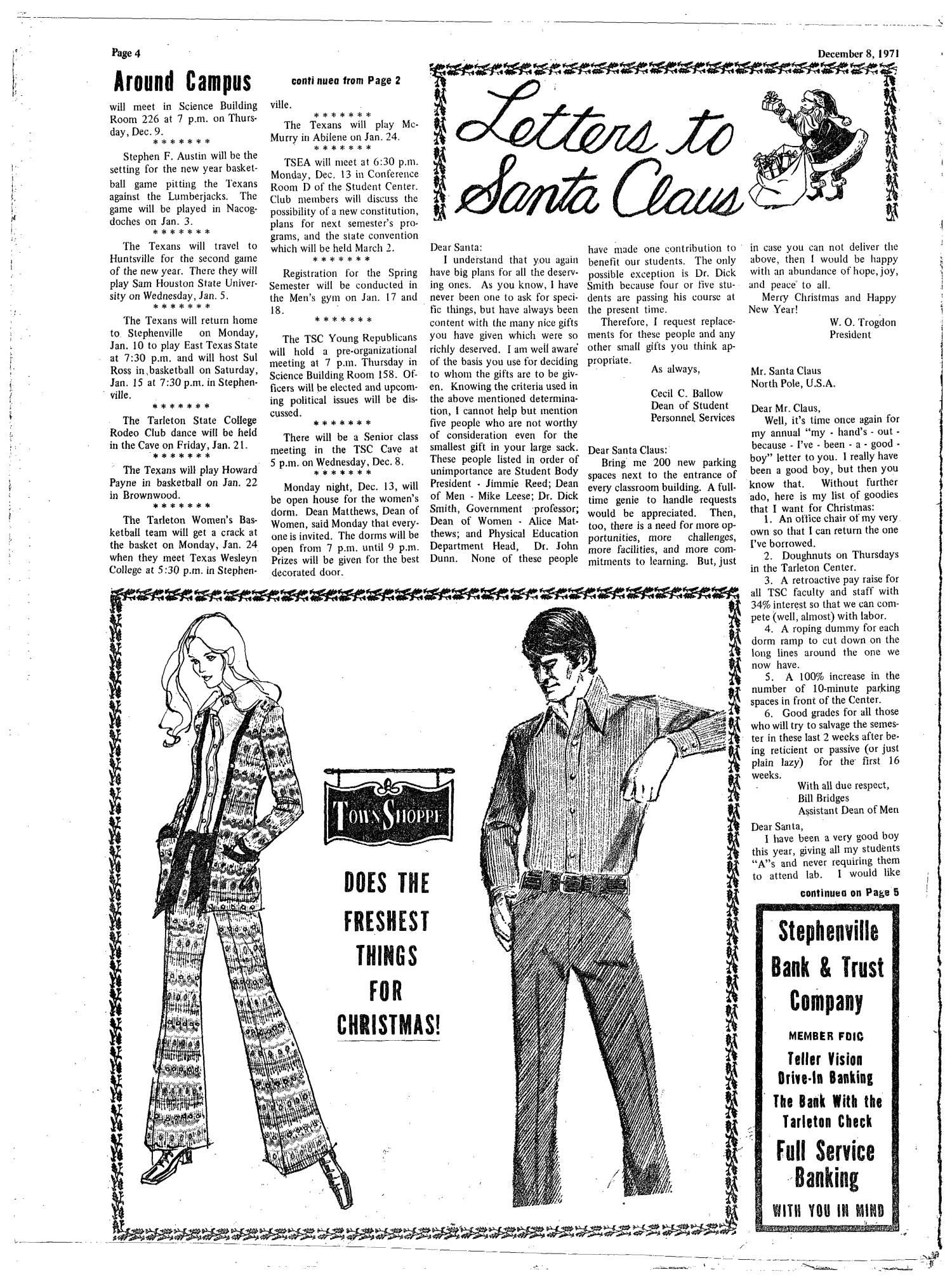 The J-TAC (Stephenville, Tex.), Vol. 52, No. 12, Ed. 1 Wednesday, December 8, 1971
                                                
                                                    [Sequence #]: 4 of 16
                                                