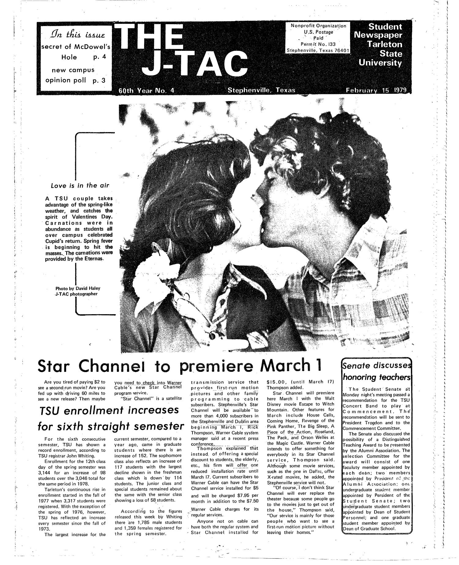 The J-TAC (Stephenville, Tex.), Vol. 60, No. 4, Ed. 1 Thursday, February 15, 1979
                                                
                                                    [Sequence #]: 1 of 12
                                                