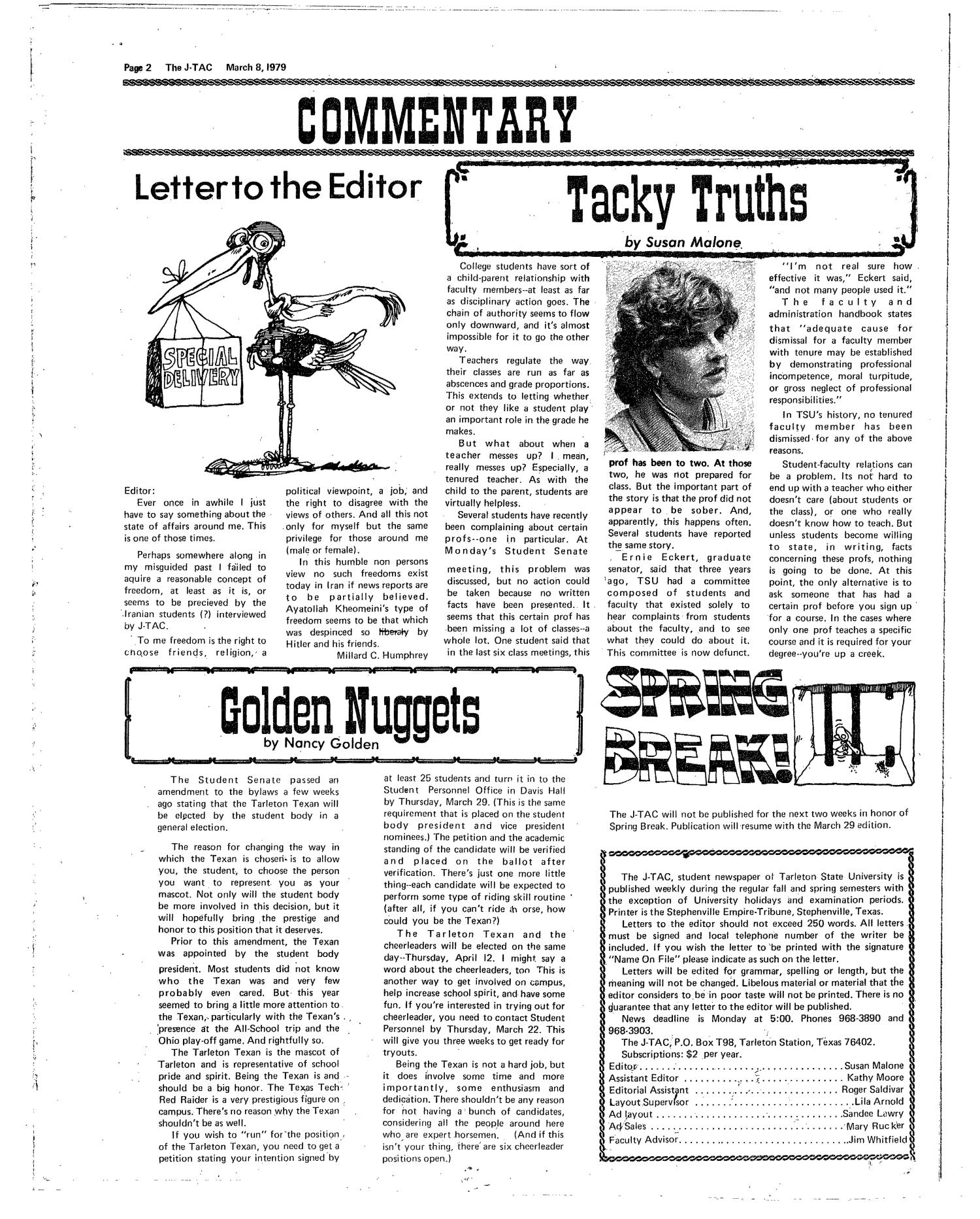 The J-TAC (Stephenville, Tex.), Vol. 60, No. 7, Ed. 1 Thursday, March 8, 1979
                                                
                                                    [Sequence #]: 2 of 12
                                                
