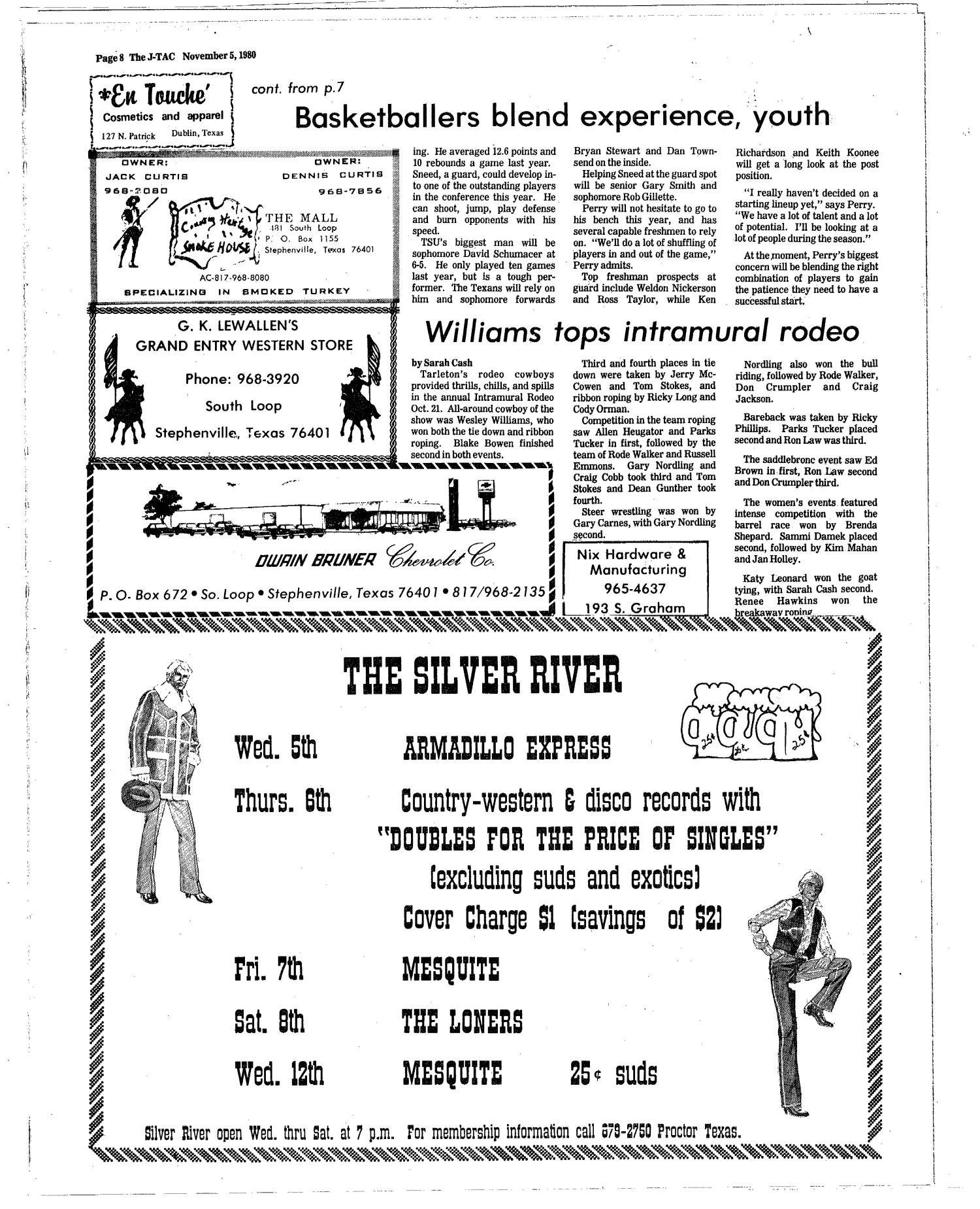 The J-TAC (Stephenville, Tex.), Ed. 1 Thursday, November 6, 1980
                                                
                                                    [Sequence #]: 8 of 8
                                                