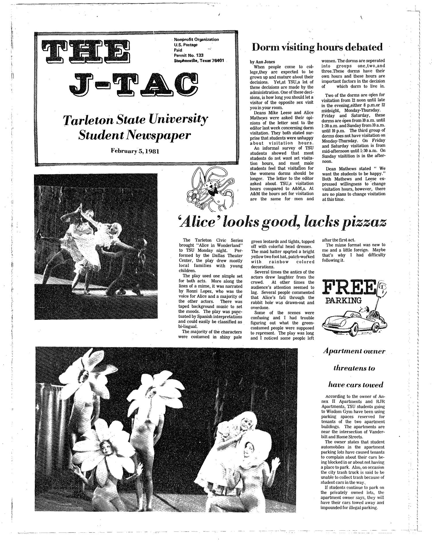 The J-TAC (Stephenville, Tex.), Ed. 1 Thursday, February 5, 1981
                                                
                                                    [Sequence #]: 1 of 8
                                                