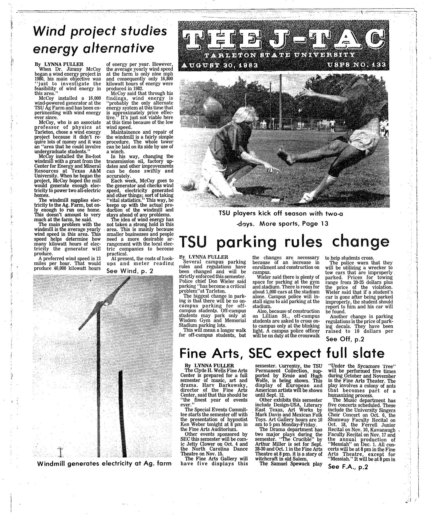 The J-TAC (Stephenville, Tex.), Ed. 1 Tuesday, August 30, 1983
                                                
                                                    [Sequence #]: 1 of 22
                                                
