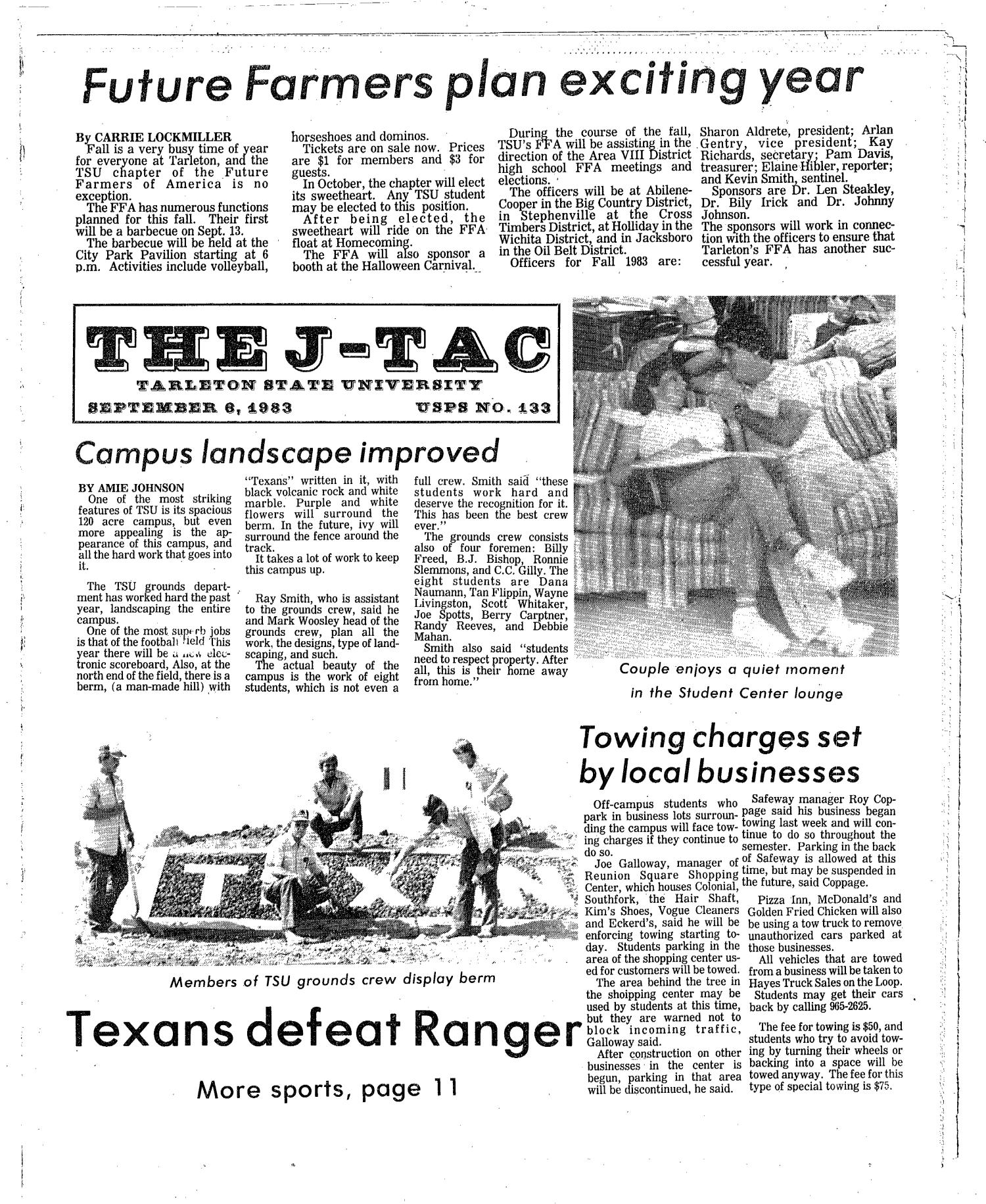 The J-TAC (Stephenville, Tex.), Ed. 1 Tuesday, September 6, 1983
                                                
                                                    [Sequence #]: 1 of 15
                                                