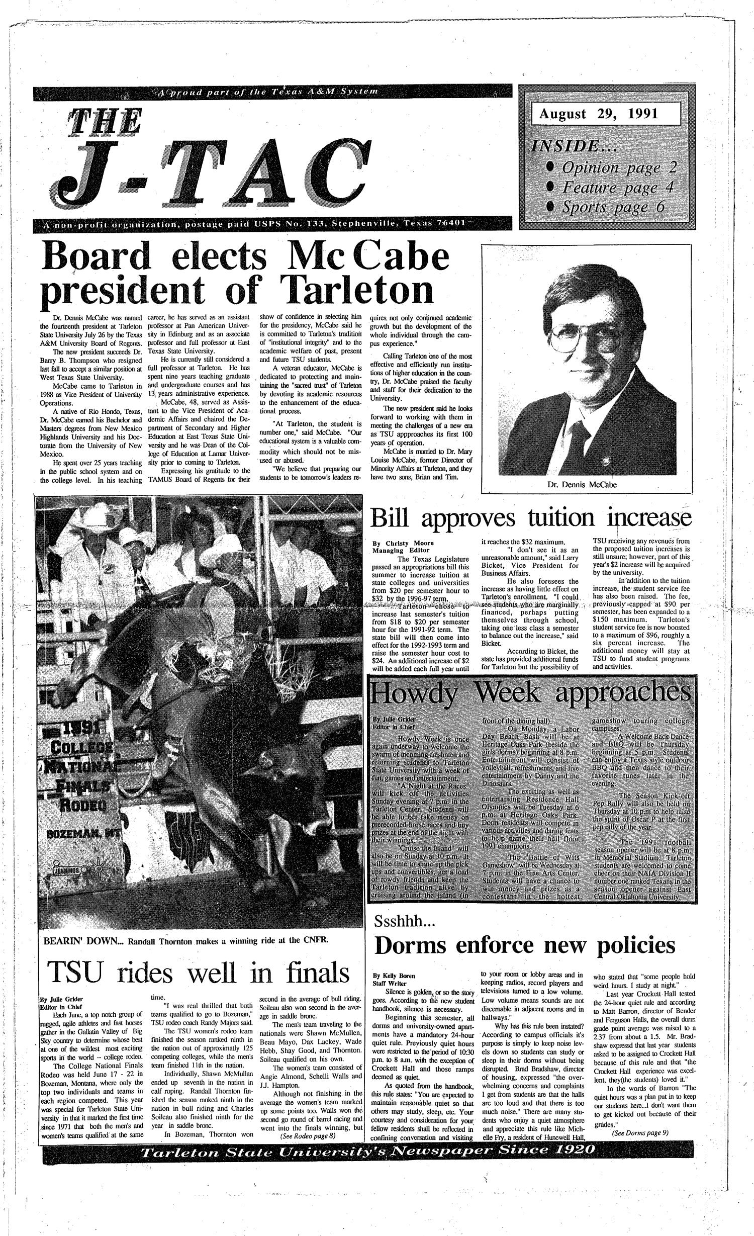The J-TAC (Stephenville, Tex.), Ed. 1 Thursday, August 29, 1991
                                                
                                                    [Sequence #]: 1 of 12
                                                