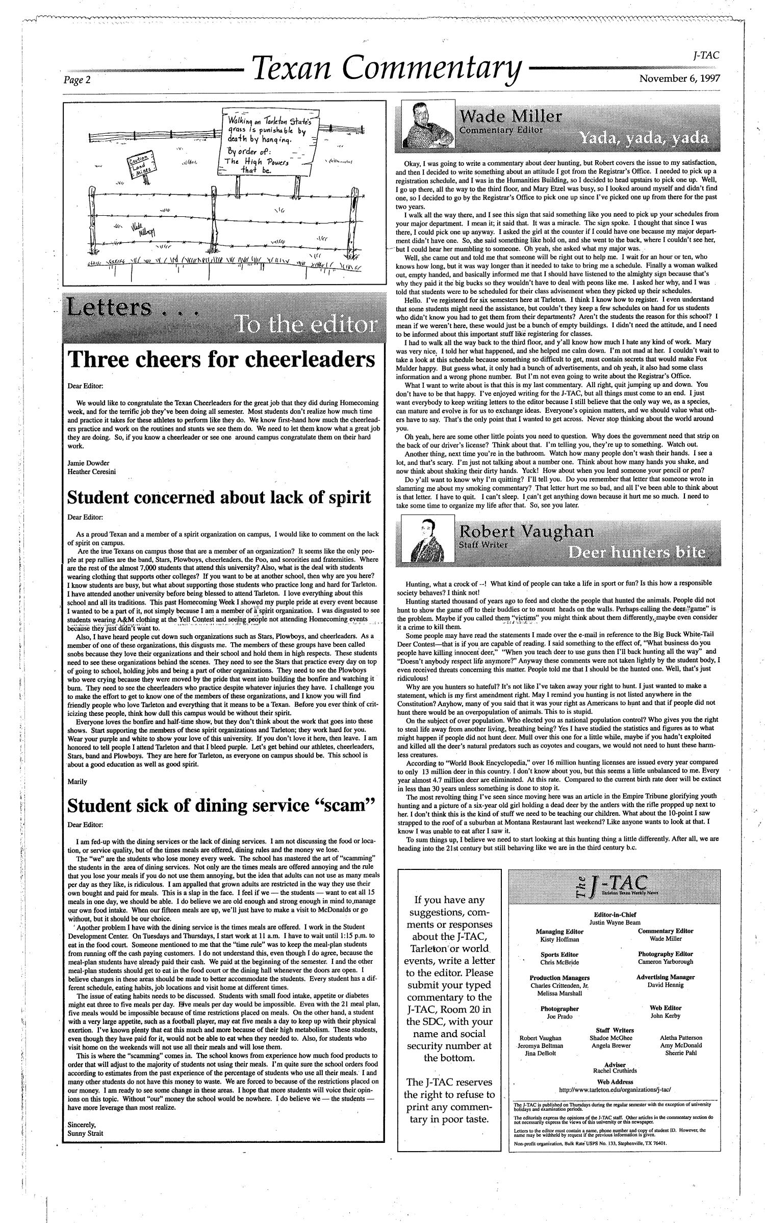 The J-TAC (Stephenville, Tex.), Vol. 154, No. 10, Ed. 1 Thursday, November 6, 1997
                                                
                                                    [Sequence #]: 2 of 6
                                                
