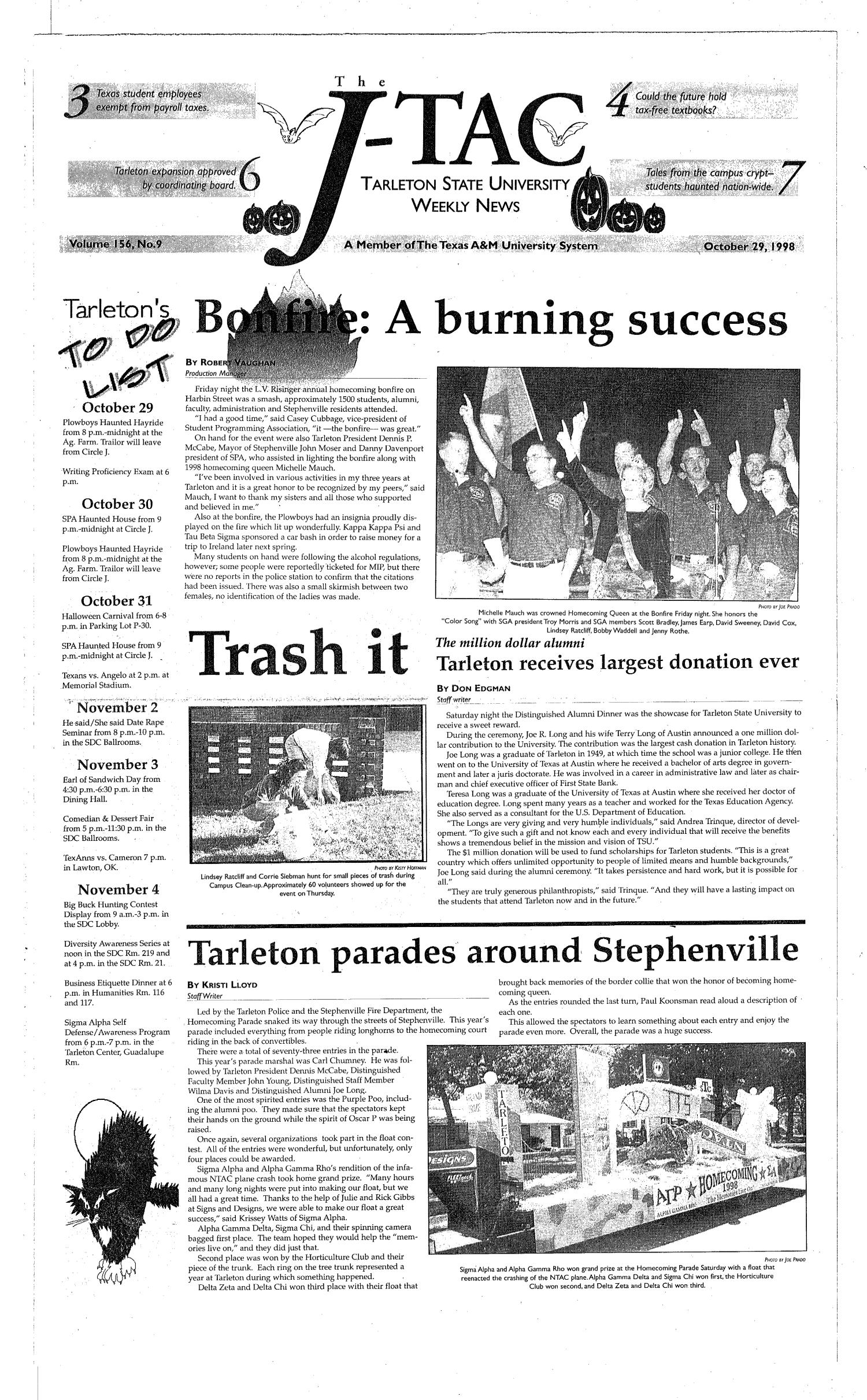 The J-TAC (Stephenville, Tex.), Vol. 156, No. 9, Ed. 1 Thursday, October 29, 1998
                                                
                                                    [Sequence #]: 1 of 8
                                                