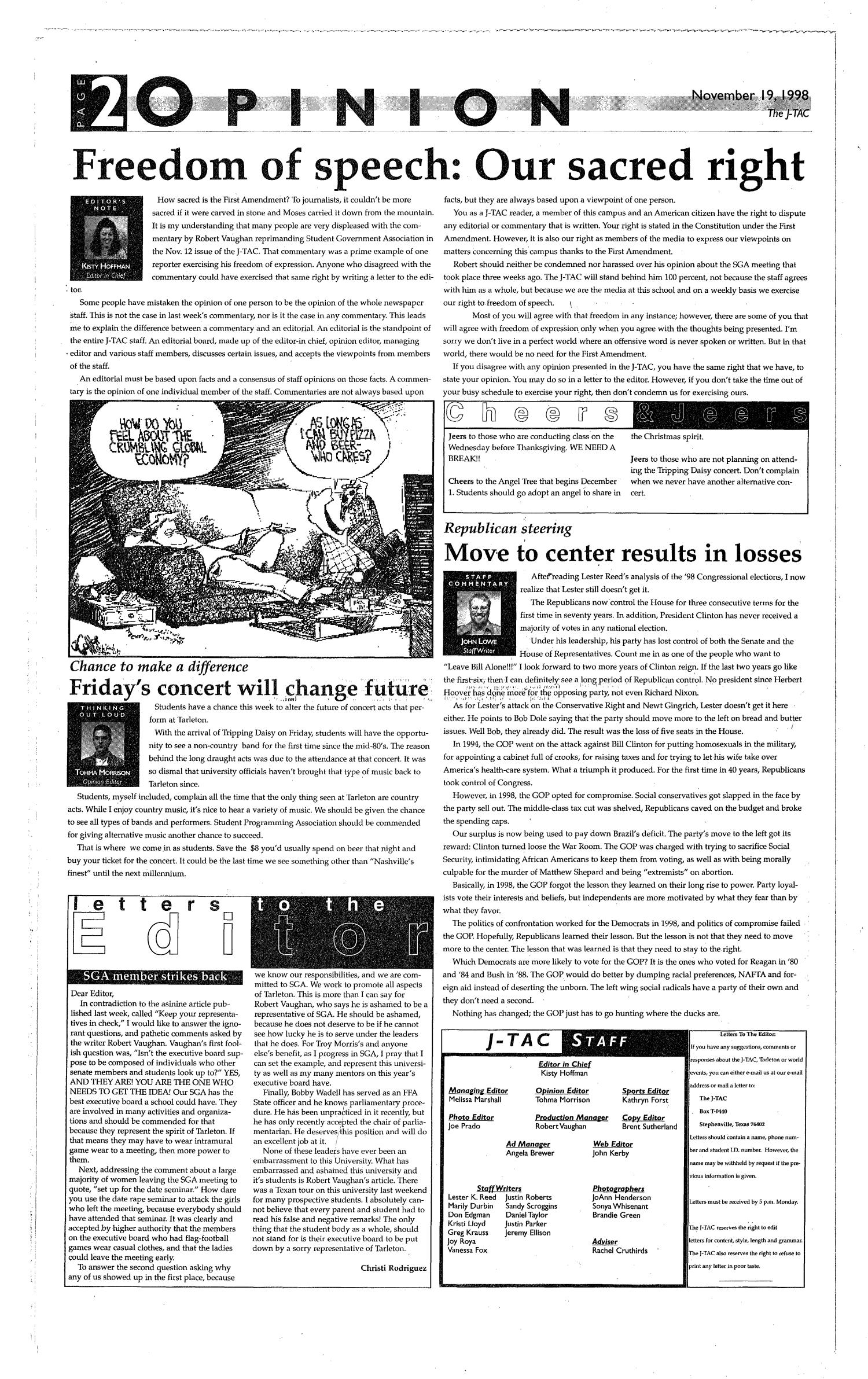 The J-TAC (Stephenville, Tex.), Vol. 156, No. 12, Ed. 1 Thursday, November 19, 1998
                                                
                                                    [Sequence #]: 2 of 10
                                                