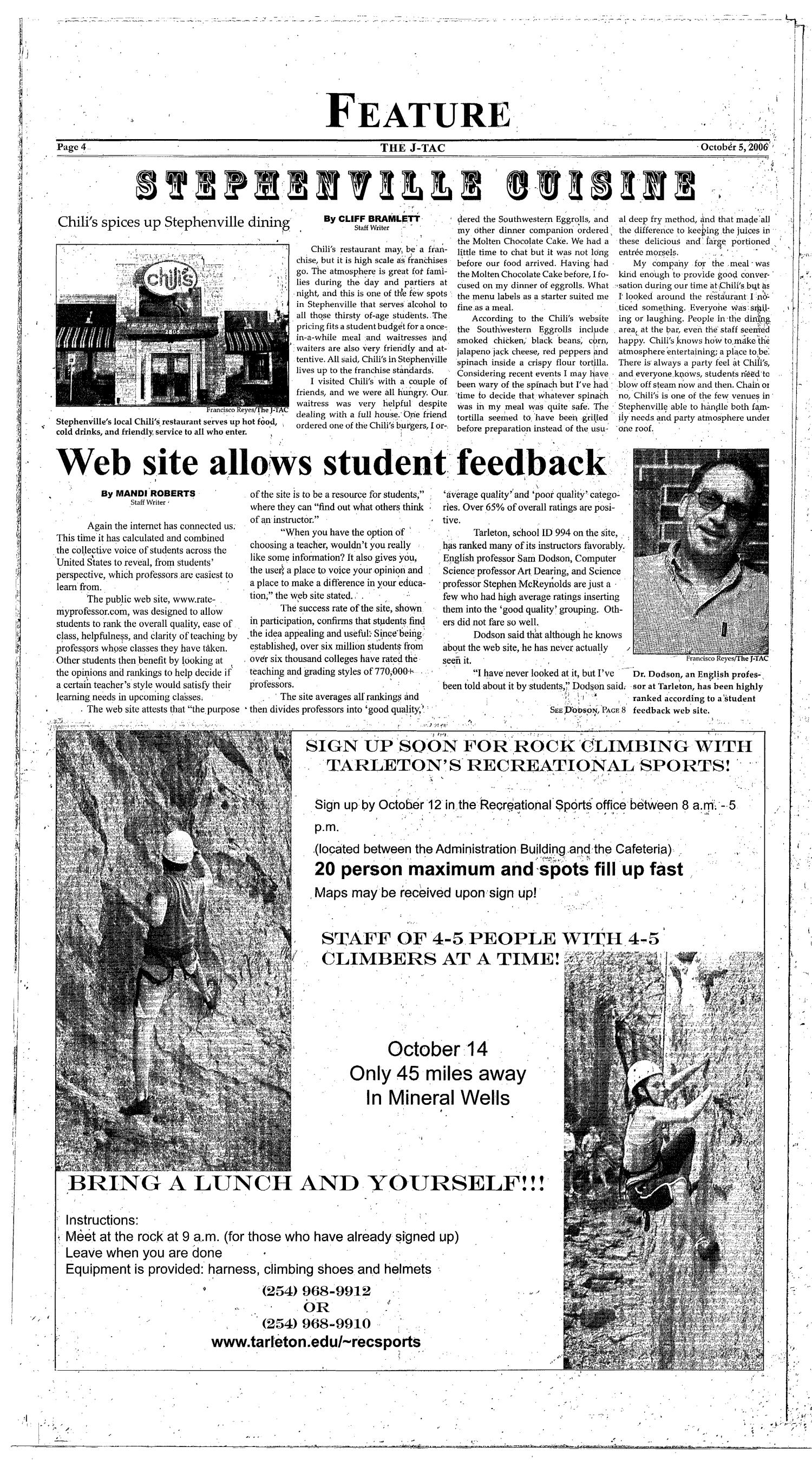 The J-TAC (Stephenville, Tex.), Vol. 172, No. 7, Ed. 1 Thursday, October 5, 2006
                                                
                                                    [Sequence #]: 4 of 10
                                                