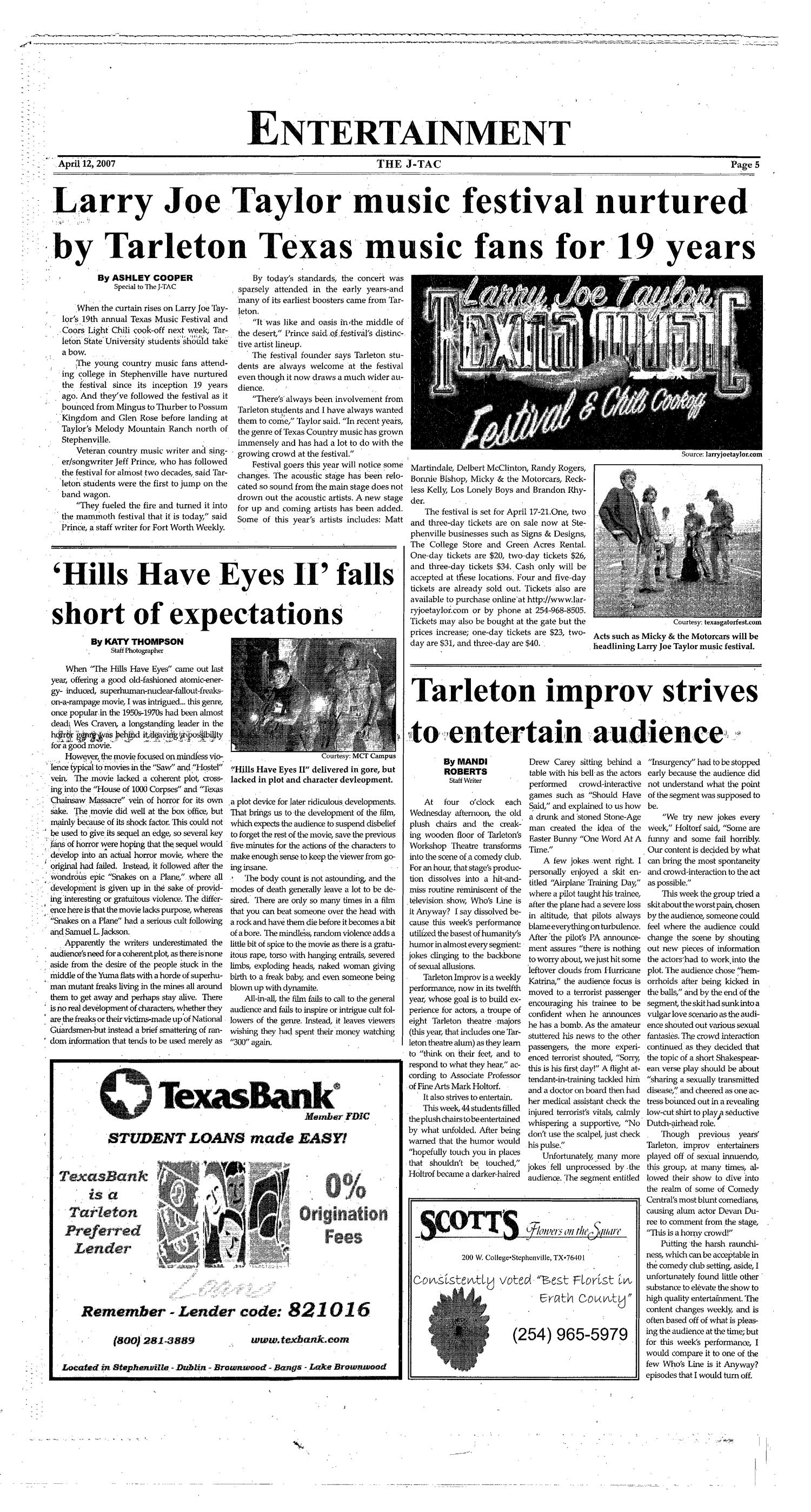 The J-TAC (Stephenville, Tex.), Vol. 173, No. 10, Ed. 1 Thursday, April 12, 2007
                                                
                                                    [Sequence #]: 5 of 16
                                                
