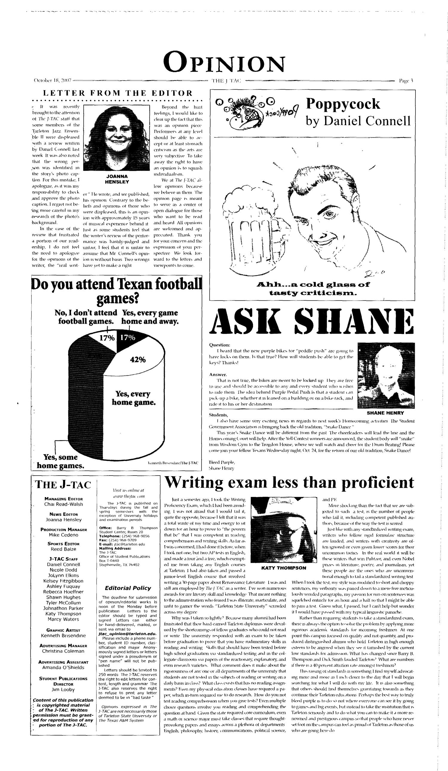 The J-TAC (Stephenville, Tex.), Vol. 178, No. 8, Ed. 1 Thursday, October 18, 2007
                                                
                                                    [Sequence #]: 3 of 10
                                                