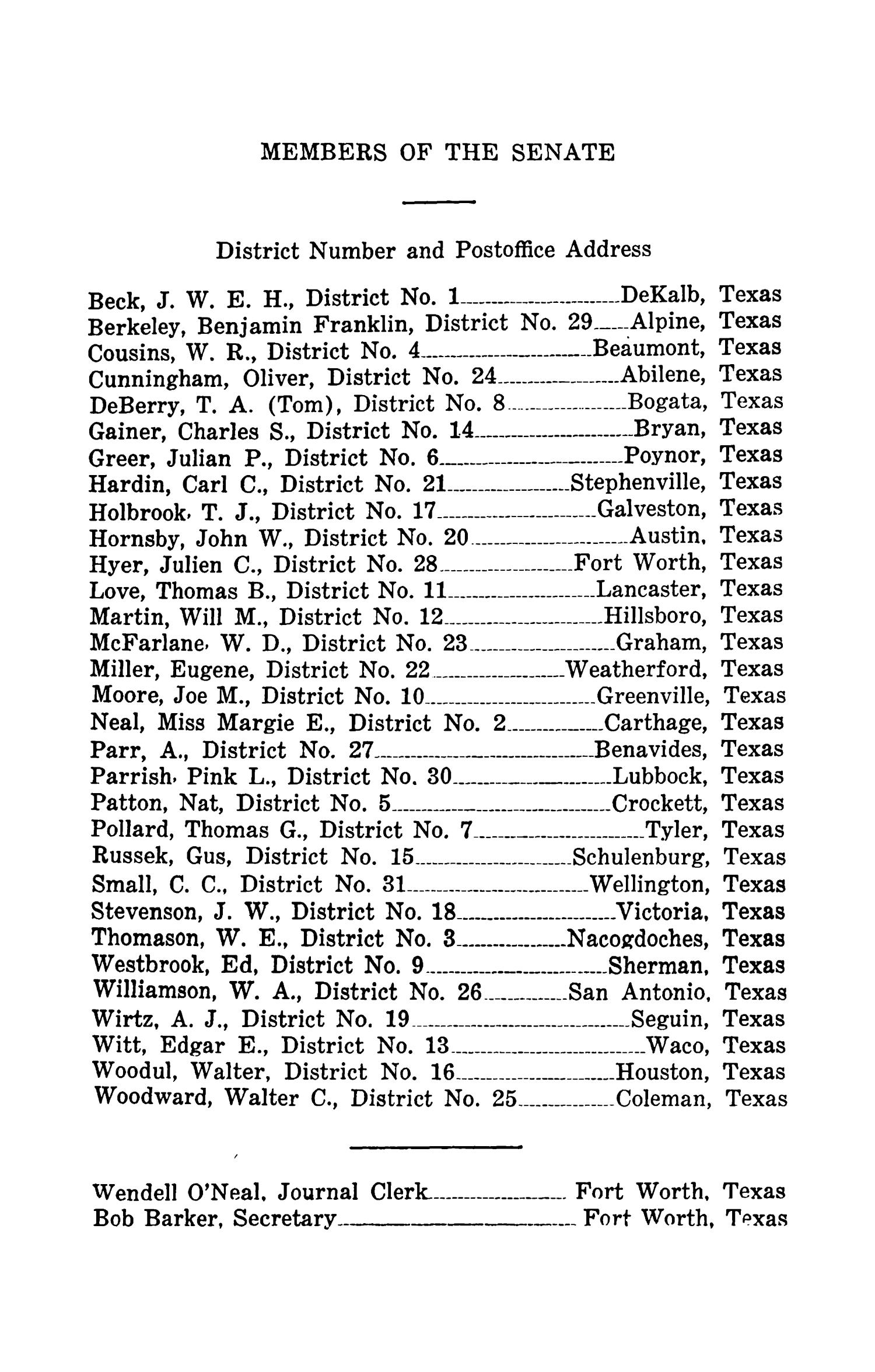 Journal of the Senate of Texas being the Fourth Called Session of the Forty-First Legislature
                                                
                                                    None
                                                