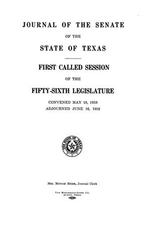 Primary view of object titled 'Journal of the Senate of the State of Texas, First Called Session of the Fifty-Sixth Legislature'.