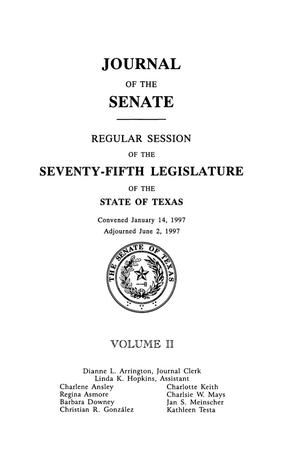 Primary view of object titled 'Journal of the Senate, Regular Session of the Seventy-Fifth Legislature of the State of Texas, Volume 2'.
