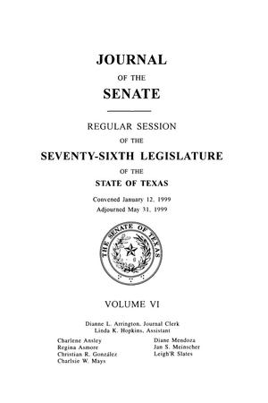 Primary view of object titled 'Journal of the Senate, Regular Session of the Seventy-Sixth Legislature, of the State of Texas Volume 6'.