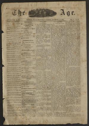 Primary view of object titled 'The Age. (Houston, Tex.), Vol. 5, No. 77, Ed. 1 Wednesday, September 15, 1875'.