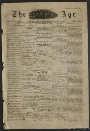Primary view of object titled 'The Age. (Houston, Tex.), Vol. 5, No. 85, Ed. 1 Friday, September 24, 1875'.