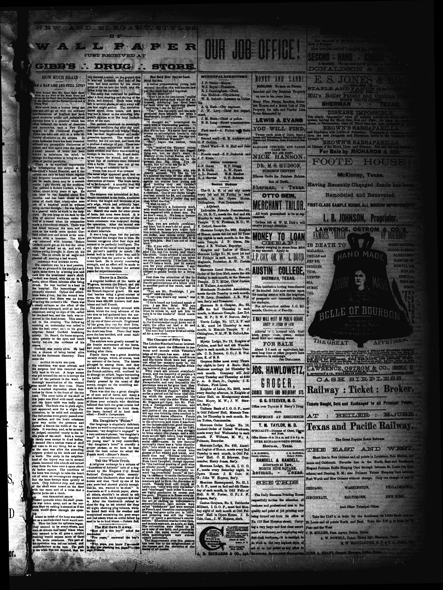 Sherman Daily Register (Sherman, Tex.), Vol. 2, No. 242, Ed. 1 Friday, September 2, 1887
                                                
                                                    [Sequence #]: 3 of 4
                                                