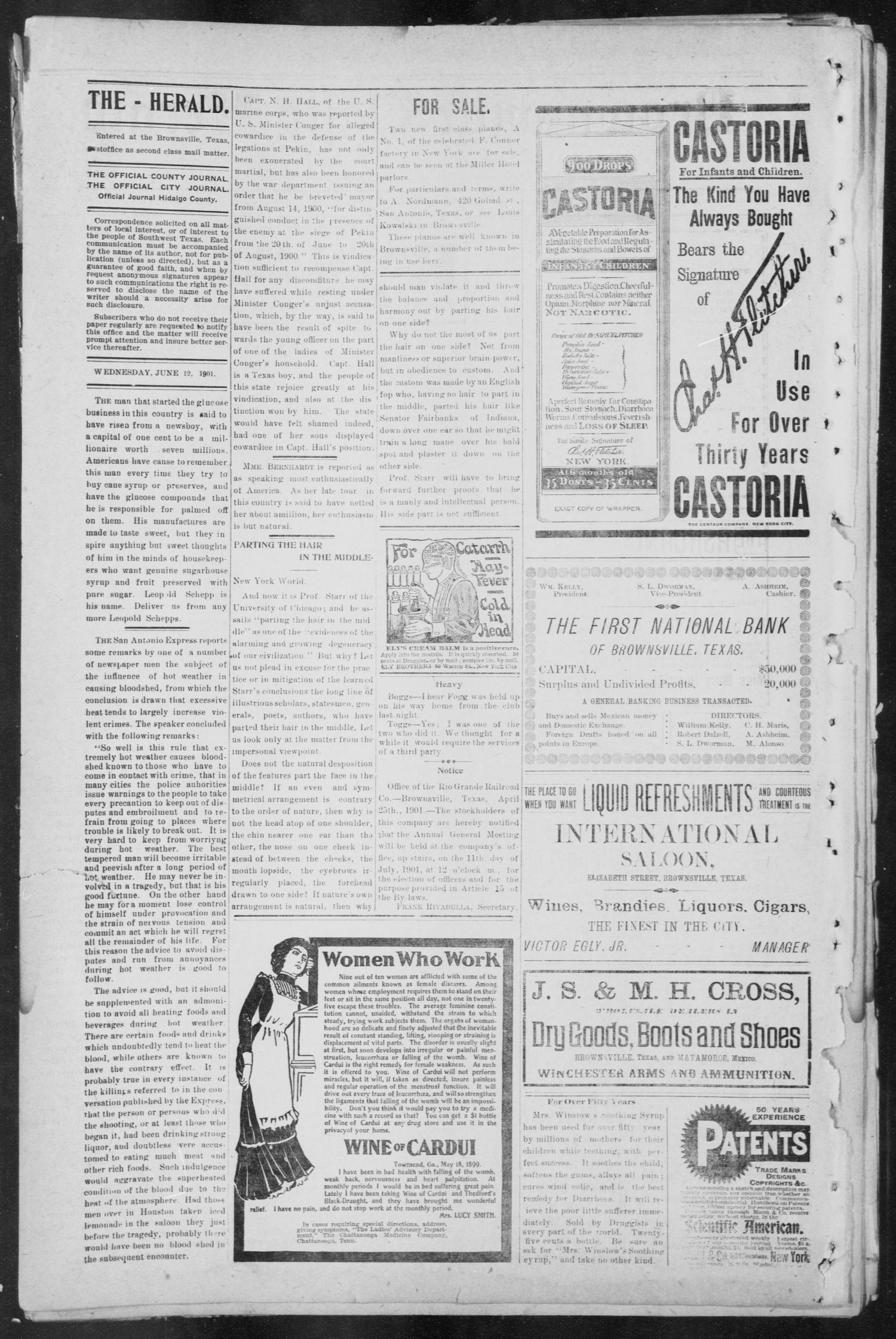 Brownsville Daily Herald (Brownsville, Tex.), Vol. NINE, No. 248, Ed. 1, Wednesday, June 12, 1901
                                                
                                                    [Sequence #]: 2 of 4
                                                
