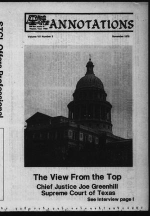 Primary view of object titled 'South Texas College of Law, Annotations (Houston, Tex.), Vol. 7, No. 5, November, 1978'.