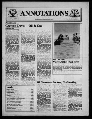 Primary view of object titled 'Annotations (Houston, Tex.), Vol. 16, No. 1, Ed. 1, September/October, 1987'.