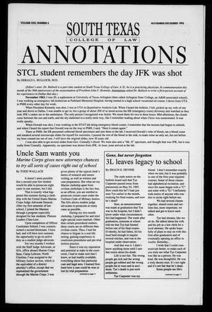 Primary view of object titled 'South Texas College of Law Annotations (Houston, Tex.), Vol. 22, No. 3, Ed. 1, November/December, 1993'.