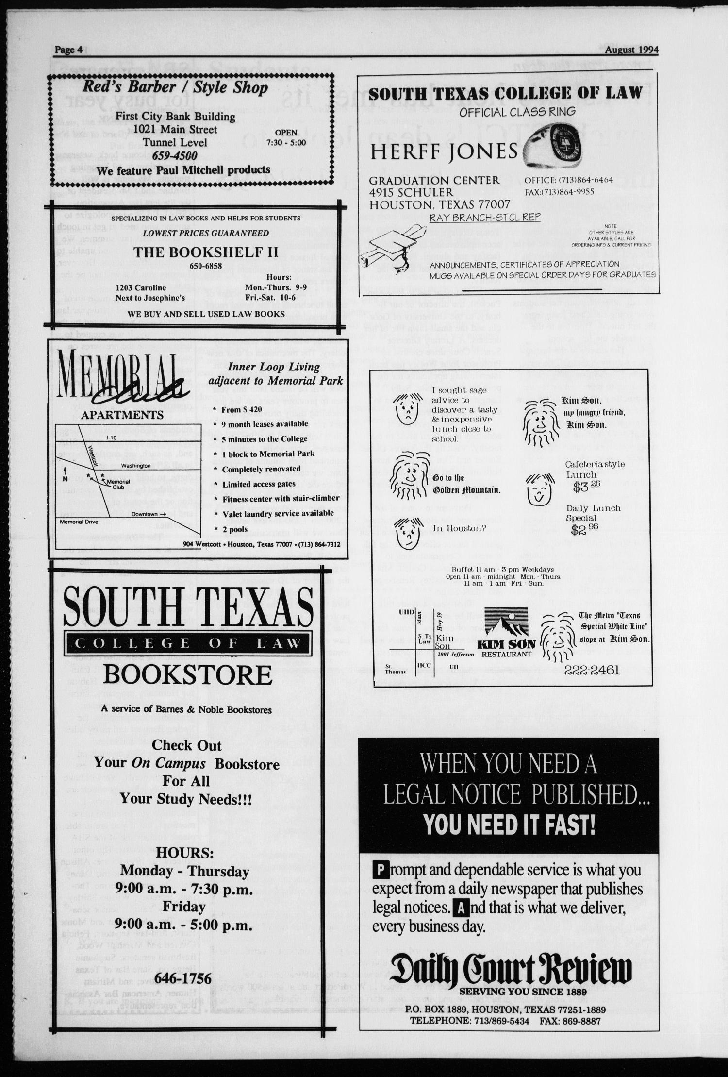 South Texas College of Law Annotations (Houston, Tex.), Vol. 23, No. 1, Ed. 1, August, 1994
                                                
                                                    [Sequence #]: 4 of 8
                                                