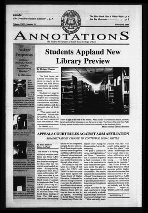 Primary view of object titled 'South Texas College of Law Annotations (Houston, Tex.), Vol. 31, No. 4, Ed. 1, February, 2001'.