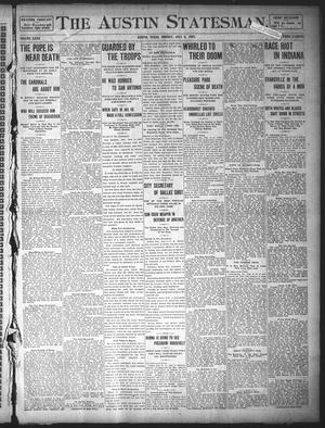 Primary view of object titled 'The Austin Statesman. (Austin, Tex.), Vol. 32, Ed. 1 Monday, July 6, 1903'.