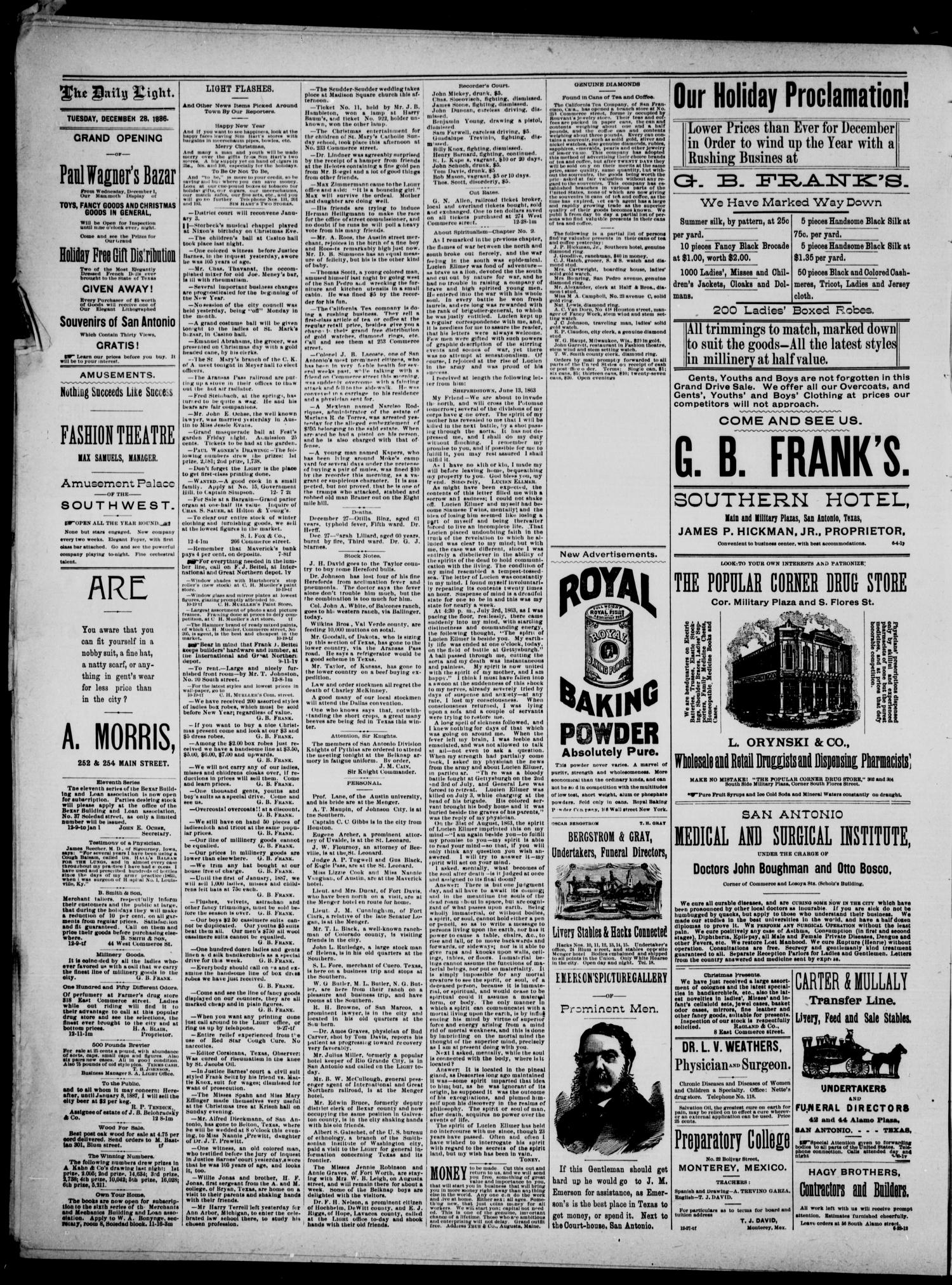 San Antonio Daily Light (San Antonio, Tex.), Vol. 6, No. 352, Ed. 1, Tuesday, December 28, 1886
                                                
                                                    [Sequence #]: 4 of 4
                                                