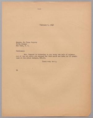 Primary view of object titled '[Letter from Isaac H. Kempner to the De Pinna Company, February 2, 1948]'.