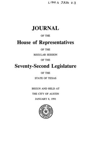 Primary view of object titled 'Journal of the House of Representatives of the Regular Session of the Seventy-Second Legislature of the State of Texas, Volume 3'.