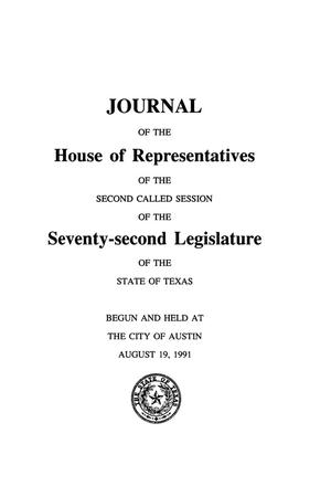 Primary view of object titled 'Journal of the House of Representatives of the Second Called Session of the Seventy-Second Legislature of the State of Texas, Volume 7'.