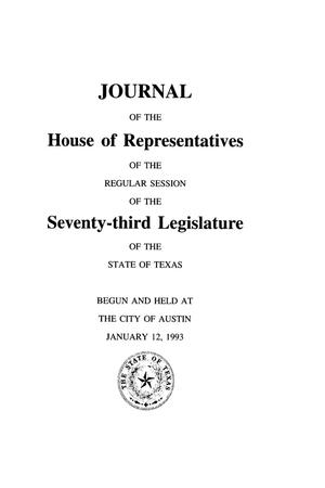 Primary view of object titled 'Journal of the House of Representatives of the Regular Session of the Seventy-Third Legislature of the State of Texas, Volume 1'.