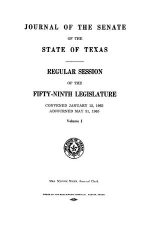 Primary view of object titled 'Journal of the Senate of the State of Texas, Regular Session of the Fifty-Ninth Legislature, Volume 1'.
