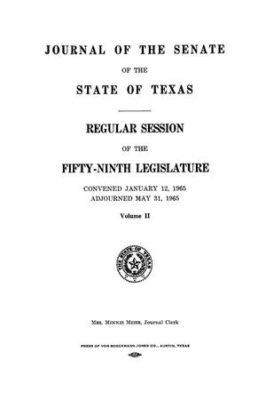 Primary view of object titled 'Journal of the Senate of the State of Texas, Regular Session, Volume 2, and First Called Session of the Fifty-Ninth Legislature'.