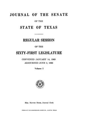 Primary view of object titled 'Journal of the Senate of the State of Texas, Regular Session of the Sixty-First Legislature, Volume 1'.