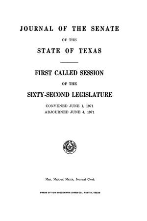 Primary view of object titled 'Journal of the Senate of the State of Texas, First, Second, Third, and Fourth Called Sessions of the Sixty-Second Legislature'.