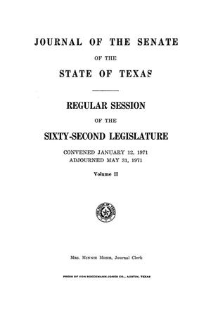 Primary view of object titled 'Journal of the Senate of the State of Texas, Regular Session of the Sixty-Second Legislature, Volume 2'.