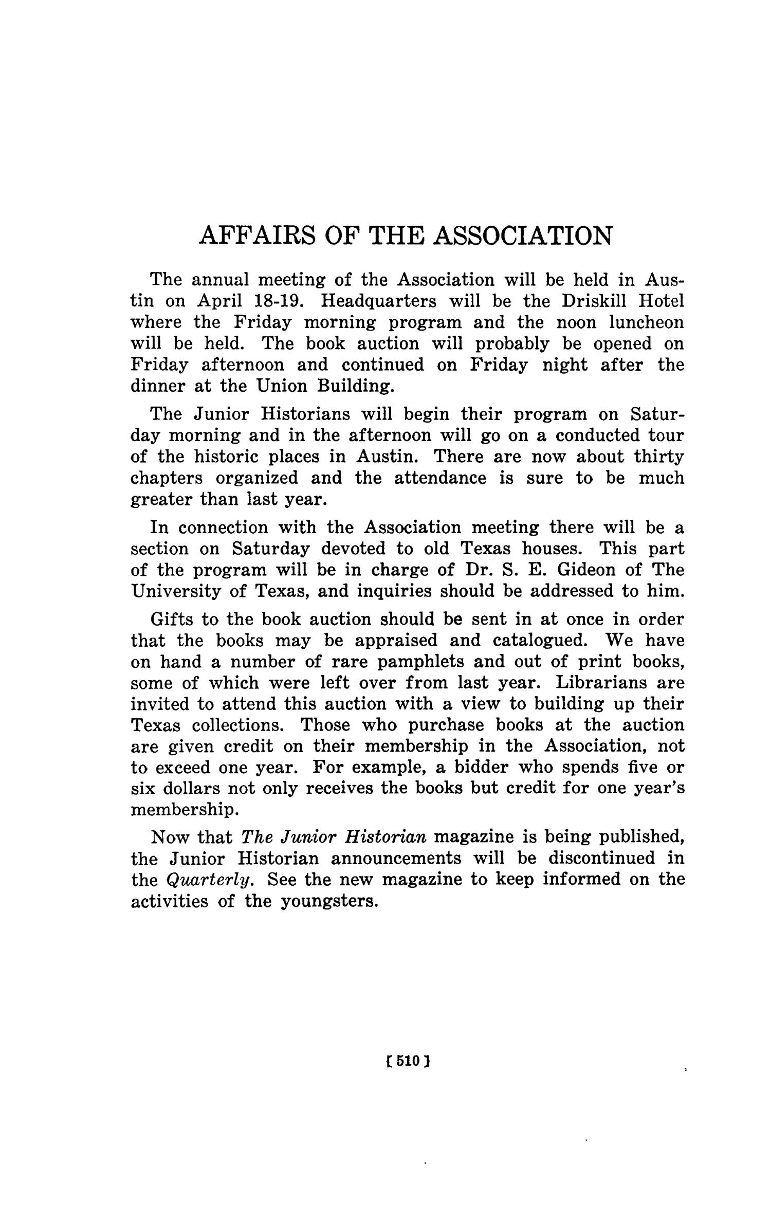 The Southwestern Historical Quarterly, Volume 44, July 1940 - April, 1941
                                                
                                                    510
                                                