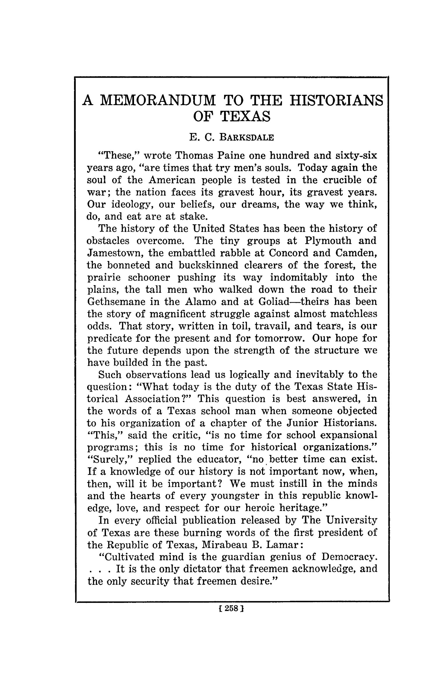 The Southwestern Historical Quarterly, Volume 45, July 1941 - April, 1942
                                                
                                                    258
                                                