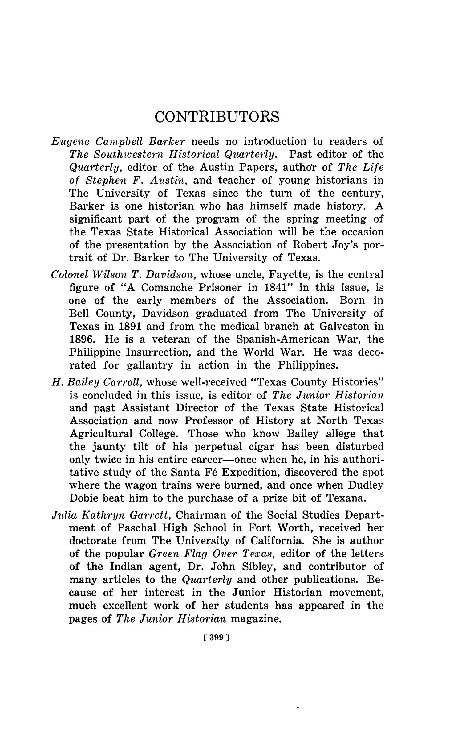 The Southwestern Historical Quarterly, Volume 45, July 1941 - April, 1942
                                                
                                                    399
                                                