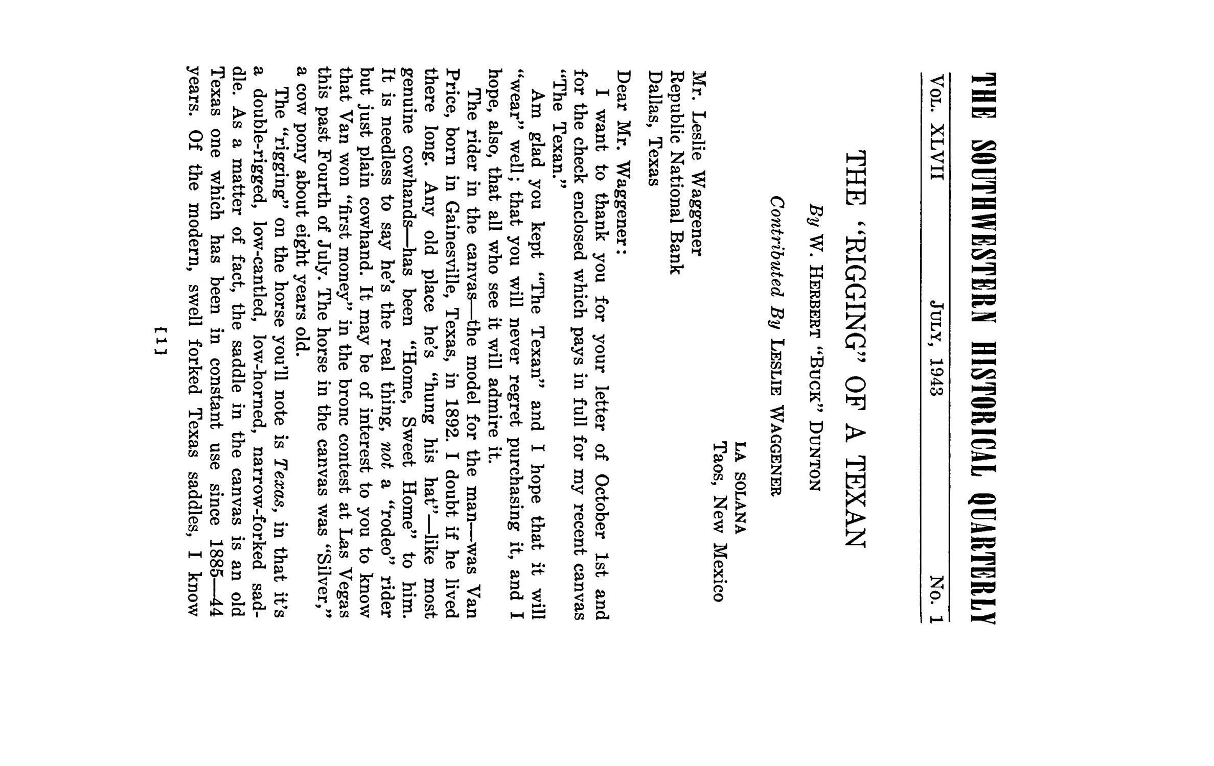 The Southwestern Historical Quarterly, Volume 47, July 1943 - April, 1944
                                                
                                                    1
                                                