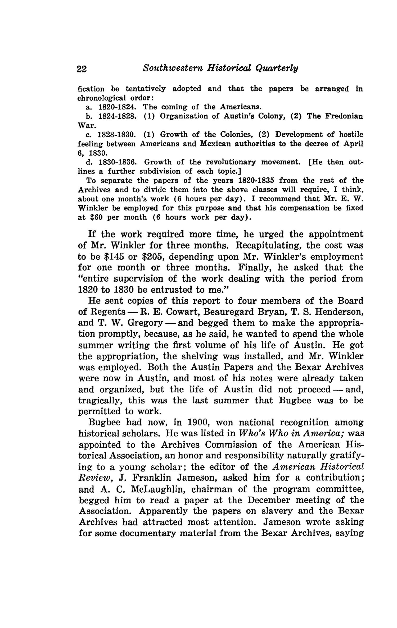 The Southwestern Historical Quarterly, Volume 49, July 1945 - April, 1946
                                                
                                                    22
                                                