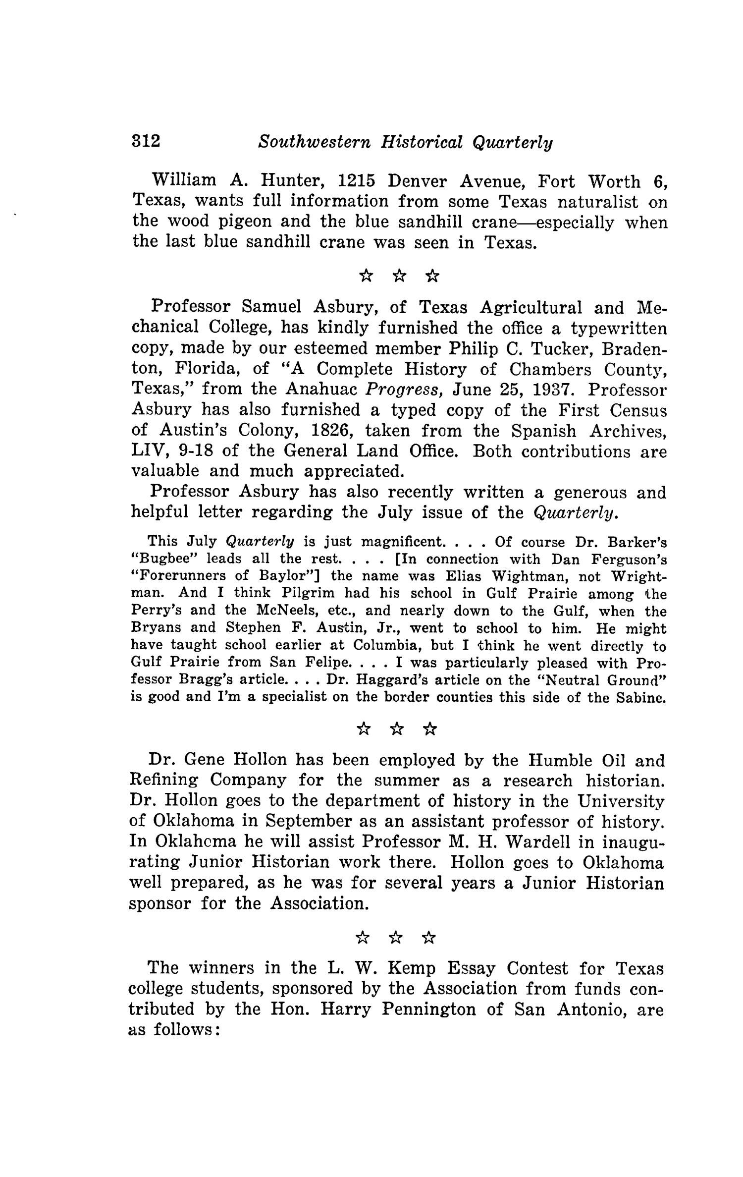 The Southwestern Historical Quarterly, Volume 49, July 1945 - April, 1946
                                                
                                                    312
                                                