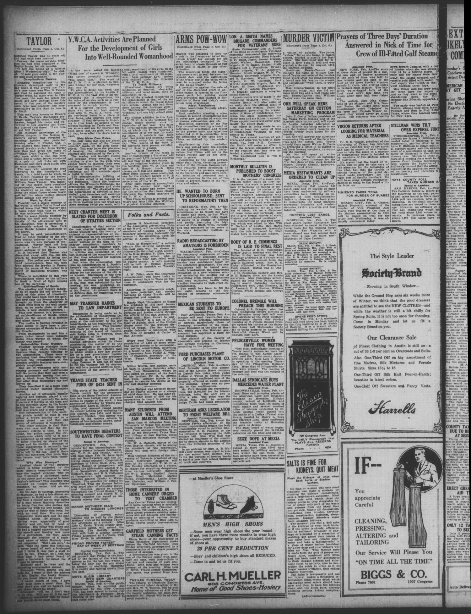 The Austin American (Austin, Tex.), Vol. 8, No. 241, Ed. 1 Sunday, February 5, 1922
                                                
                                                    [Sequence #]: 2 of 36
                                                