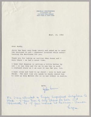 Primary view of object titled '[Letter from Lyda Ann Quinn to Bushy, September 15, 1964]'.