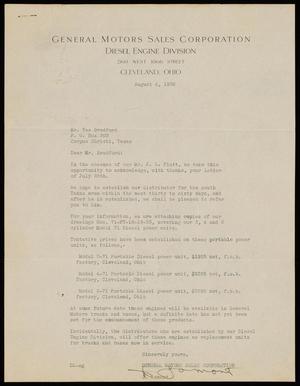 Primary view of object titled '[Letter from D. Lamont to Alex Bradford - August 4, 1938]'.