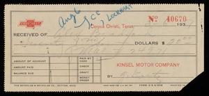 Primary view of object titled '[Receipt for a Cash Payment by Alex Bradford]'.