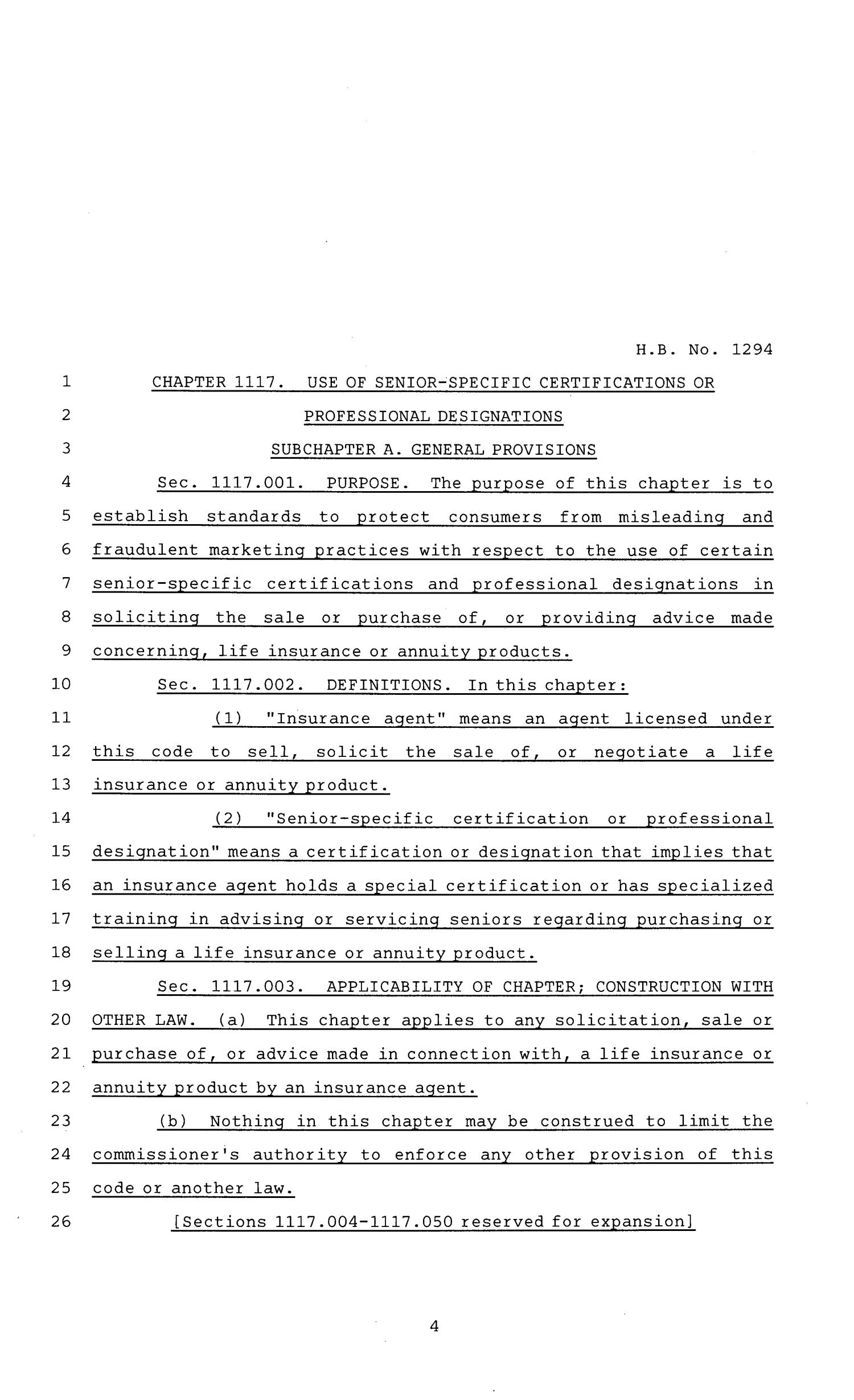81st Texas Legislature, Regular Session, House Bill 1294, Chapter 362
                                                
                                                    [Sequence #]: 4 of 9
                                                