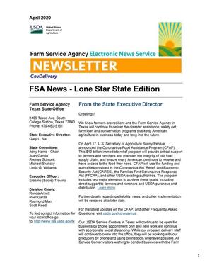 Primary view of object titled 'FSA News - Lone Star State Edition: April 2020'.